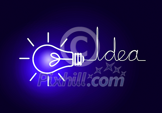 Abstract image with drawn light bulb on blue background Abstract image with drawn light bulb on blue background