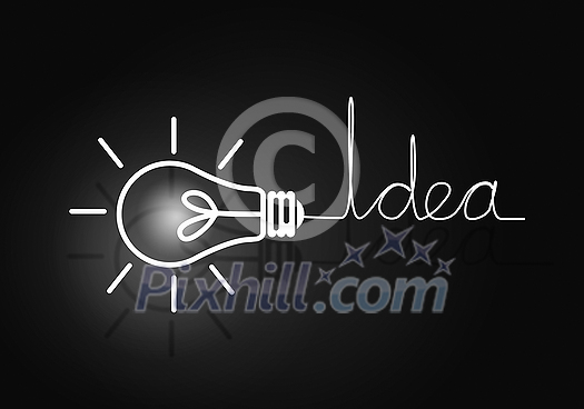 Abstract image with drawn light bulb on black background Abstract image with drawn light bulb on black background