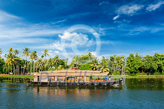Houseboat on Kerala backwaters in Kerala, India Houseboat on Kerala backwaters in Kerala, India