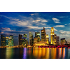 Singapore skyline and Marina Bay in evening