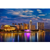 Singapore skyline panorama at Marina Bay in the evening