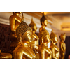 Golden Buddha statues in buddhist temple Wat Saket (The Golden Mount), Bangkok, Thailand