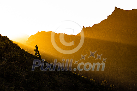 Early morning in Masca valley, Tenerife, Spain - High  Repolution Panoramic Image