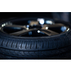 Automobile tire tread with a depth and light in the darkness , selective focus