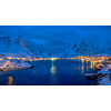 Reine village illuminated at night. Lofoten islands, Norway