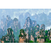 Famous tourist attraction of China - Zhangjiajie stone pillars cliff mountains in fog clouds at Wulingyuan, Hunan, China