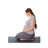 Pregnancy yoga exercise - pregnant woman doing yoga asana Virasana Hero Pose on knees isolated on white background