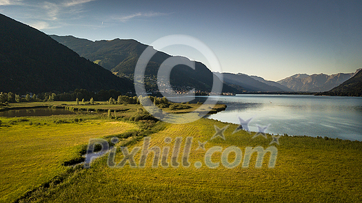 The panorama with Kitzsteinhorn(Tauern Alps) and Zell am See in the Zell am See-Kaprun region, Austrian Alps, Salcburgerland The panorama with Kitzsteinhorn(Tauern Alps) and Zell am See in the Zell am See-Kaprun region, Austrian Alps, Salcburgerland