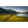 The panorama with Kitzsteinhorn(Tauern Alps) and Zell am See in the Zell am See-Kaprun region, Austrian Alps, Salcburgerland
