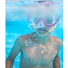 Cute little boy in a swimming pool, diving, swimming underwater, having fun