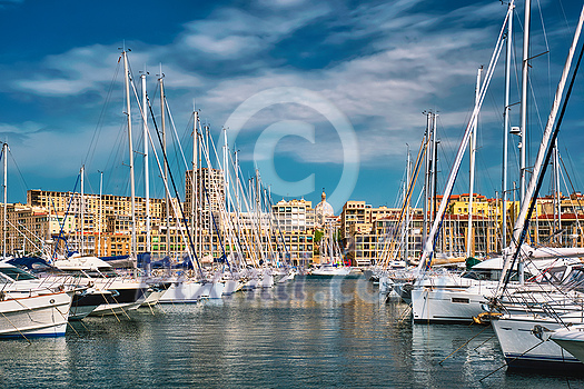 Marseille Old Port with yachts boats. Marseille, France Marseille Old Port with yachts boats. Marseille, France