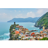 Vernazza village popular tourist destination in Cinque Terre National Park a UNESCO World Heritage Site, Liguria, Italy on sunset view from south