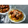 Delicious homemade meat balls in tomato sauce with spaghetti