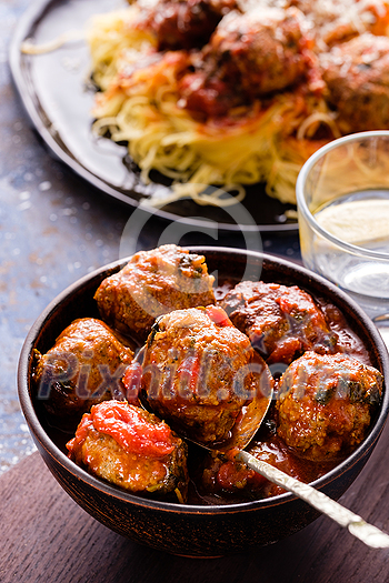 Delicious homemade meat balls in tomato sauce Delicious homemade meat balls in tomato sauce