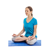 Yoga - young beautiful woman yoga instructor doing Lotus Position (padmasana with chin mudra) asana exercise - cross-legged sitting asana for meditation - isolated on white background