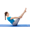 Yoga - young beautiful woman yoga instructor doing Full Boat pose asana (Paripurna navasana) exercise isolated on white background
