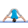 Yoga - young beautiful slender woman yoga instructor doing Wide Legged standing Forward Bend D (Prasarita Padottanasana D) asana exercise isolated on white background