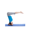 Yoga - young beautiful woman  yoga instructor  doing Lowered Bound Headstand (Salamba sirsasana with Urdhva Dandasana) exercise
 isolated on white background