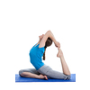 Yoga - young beautiful woman  yoga instructor doing King Pigeon Pose (Raja Kapotasana) exercise
 isolated on white background