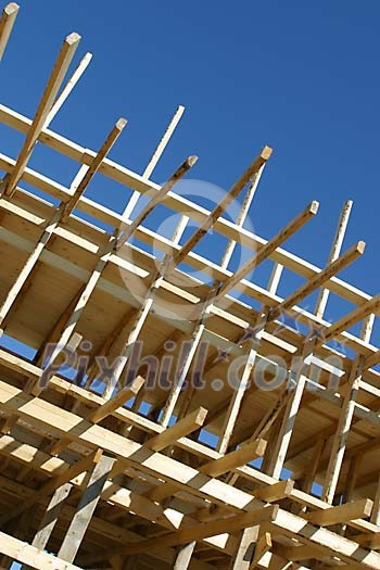 Wooden frame of a wooden house