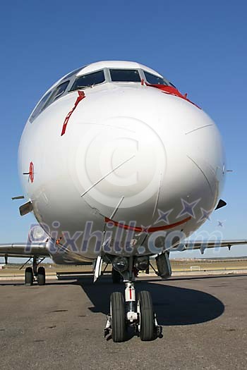 Front of the airplane on the ground Front of the airplane on the ground