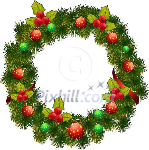 Isolated vector Christmas wreath