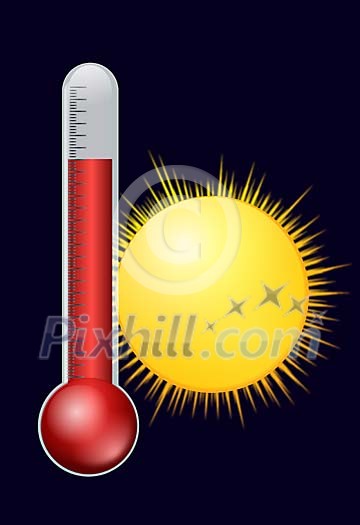 Thermometer with a sun