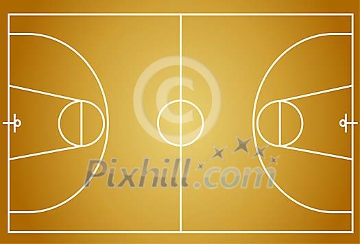 Vector image of a basketball court