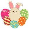 Colorful Easter symbol with bunny and eggs