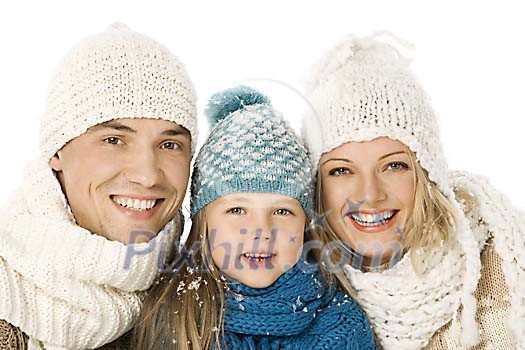 Father, mother and daughter portrait