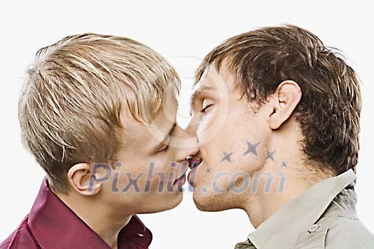 Two man going to kiss Two man going to kiss