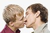 Two man going to kiss