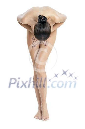 Naked woman taking a bow Naked woman taking a bow