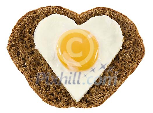 Heart shaped bread and fried egg Heart shaped bread and fried egg