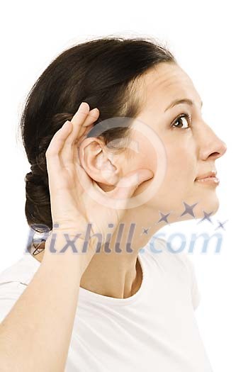 Woman trying to hear Woman trying to hear