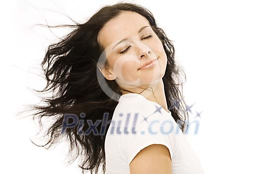 Wind blowing trough the womans hair Wind blowing trough the womans hair