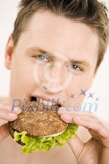 Man eating sandwitch Man eating sandwitch