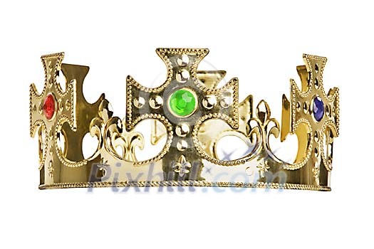 Golden crown on a white space Golden crown on a white space