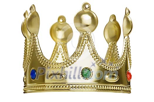 Golden crown on a white space Golden crown on a white space