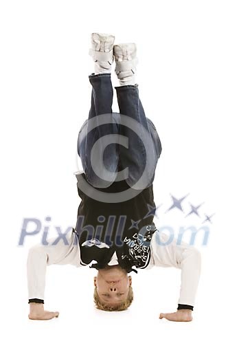 Man kneeling upside down Man kneeling upside down