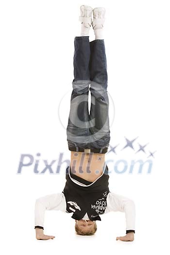 Man standing upside down Man standing upside down