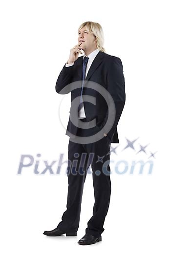 Businessman thinking on a white background Businessman thinking on a white background
