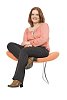 Woman sitting on a white background