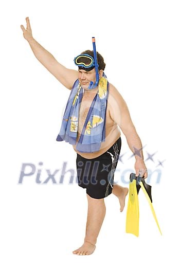 Man ready to go snorkel Man ready to go snorkel