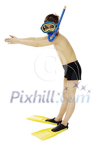 Boy getting ready to jump in the water Boy getting ready to jump in the water