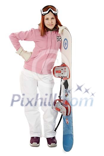 Girl with snowboard