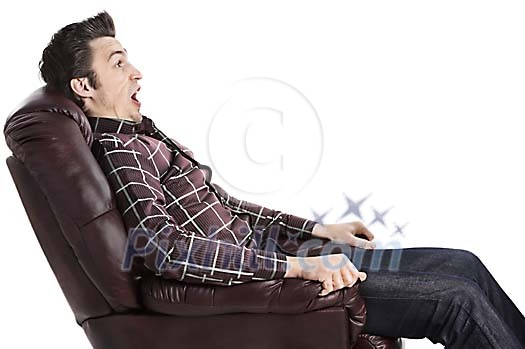 Man clinged to the chair Man clinged to the chair