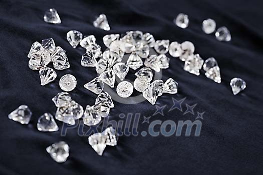 Diamonds on a blue fabric Diamonds on a blue fabric