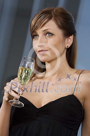Woman with glass of champagne