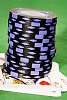 Tower of chips on cards